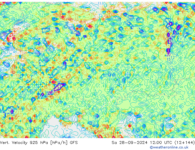 925 hPa Dikey Hız GFS Cts 28.09.2024 12 UTC