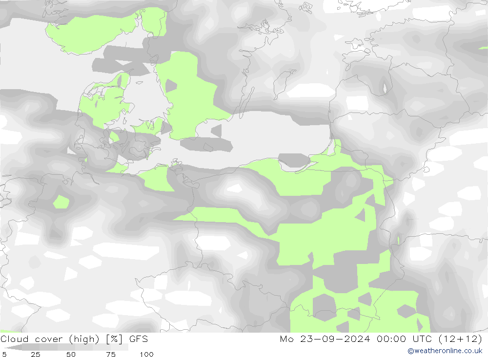 Wolken (hohe) GFS Mo 23.09.2024 00 UTC