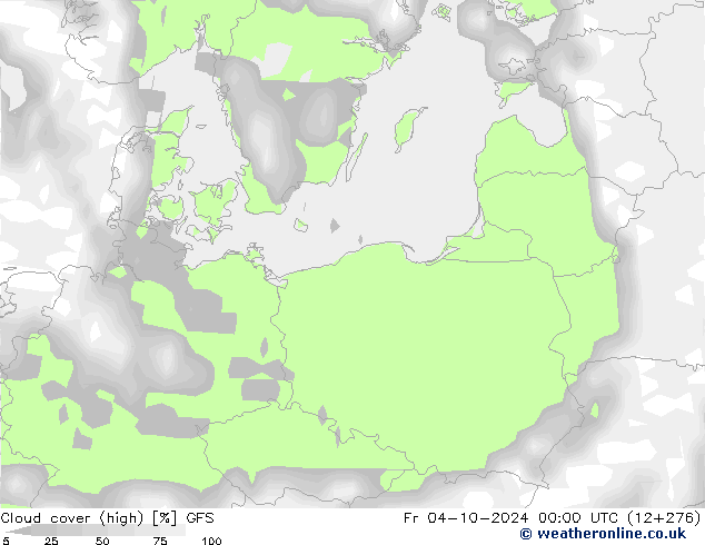 zachmurzenie (wysokie) GFS pt. 04.10.2024 00 UTC