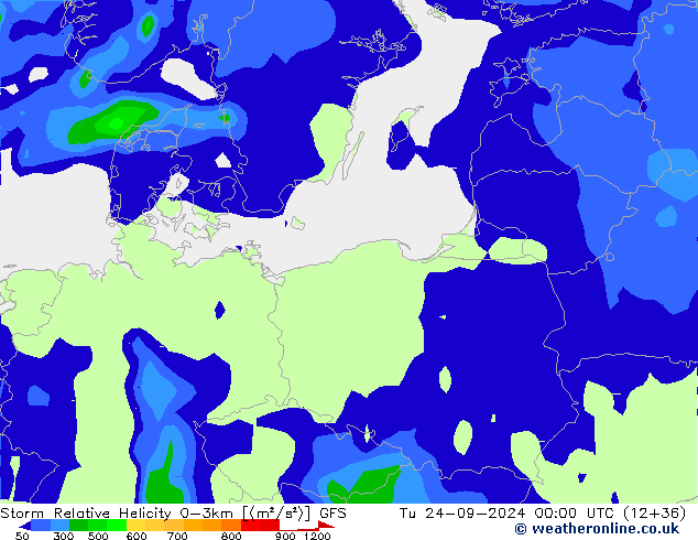 Storm Relative Helicity GFS mar 24.09.2024 00 UTC