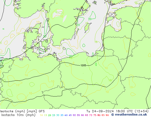 Isotachs (mph) GFS Tu 24.09.2024 18 UTC