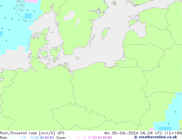 Rain/Snowfall rate GFS  30.09.2024 06 UTC