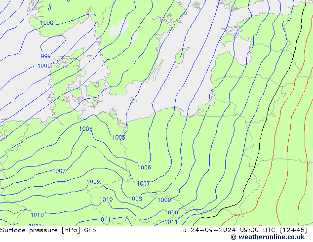 Bodendruck GFS Di 24.09.2024 09 UTC