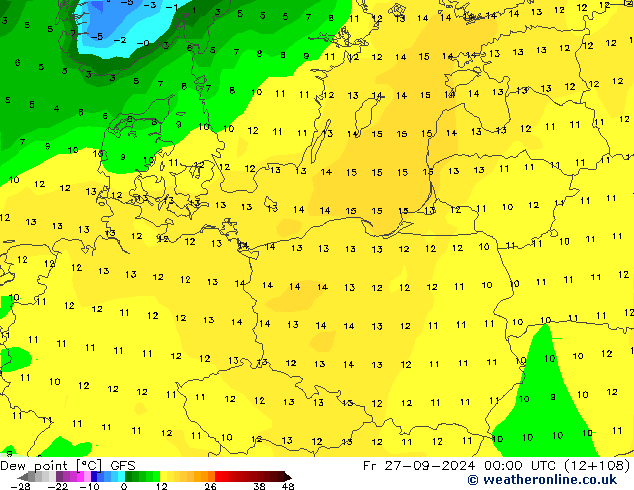 Taupunkt GFS Fr 27.09.2024 00 UTC