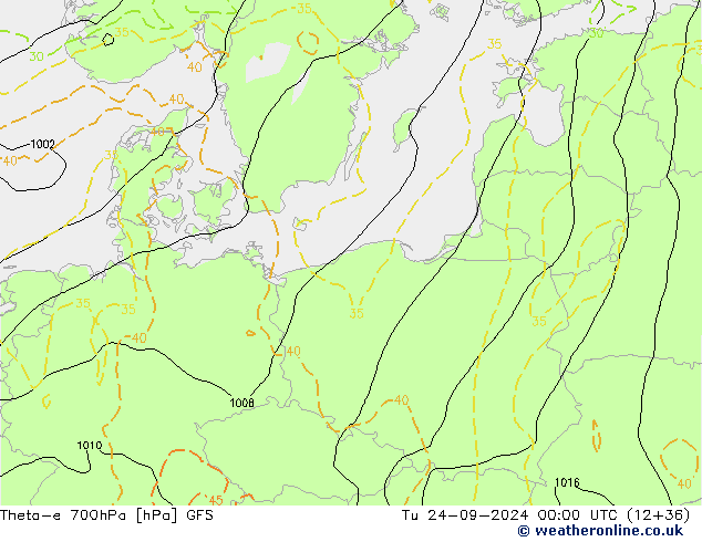 Theta-e 700hPa GFS mar 24.09.2024 00 UTC