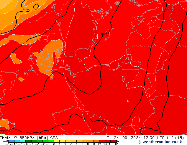 Theta-W 850hPa GFS Di 24.09.2024 12 UTC