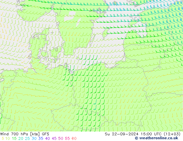 Wind 700 hPa GFS Září 2024