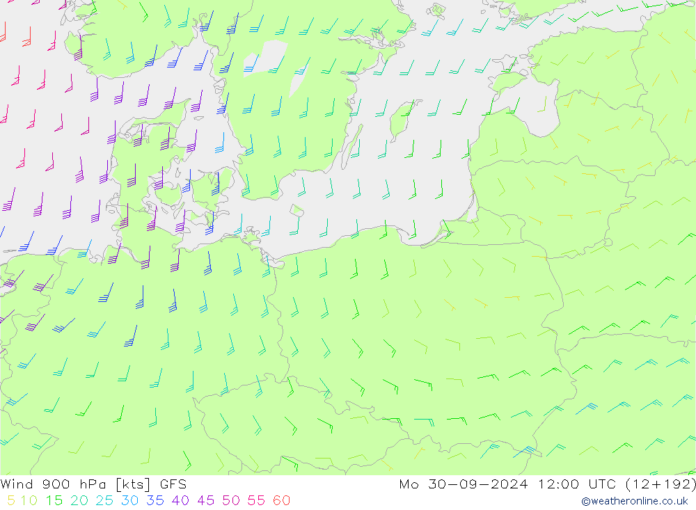 Wind 900 hPa GFS ma 30.09.2024 12 UTC