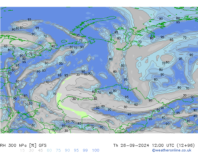 RH 300 hPa GFS Th 26.09.2024 12 UTC