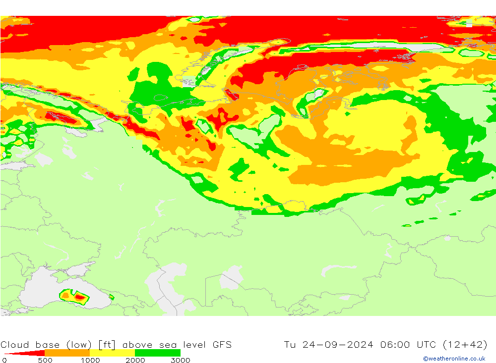 Cloud base (low) GFS Ter 24.09.2024 06 UTC