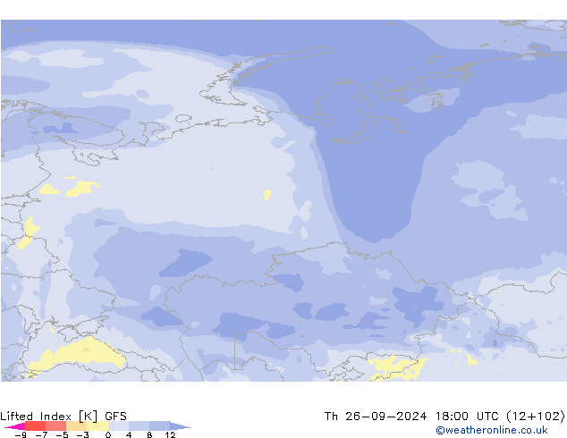 Lifted Index GFS gio 26.09.2024 18 UTC