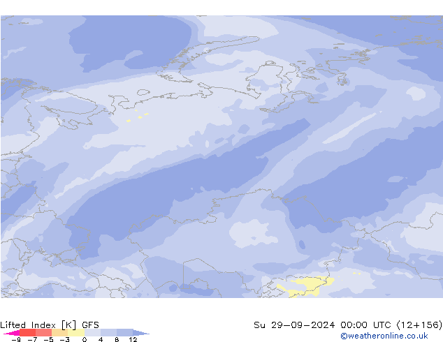 Lifted Index GFS Su 29.09.2024 00 UTC