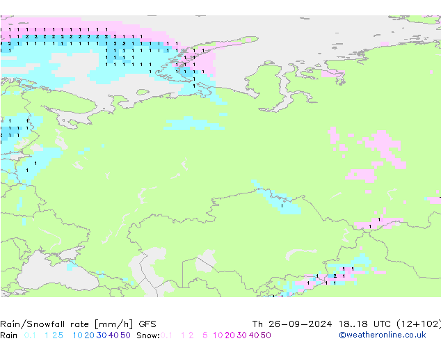 Regen/Sneeuwval GFS do 26.09.2024 18 UTC