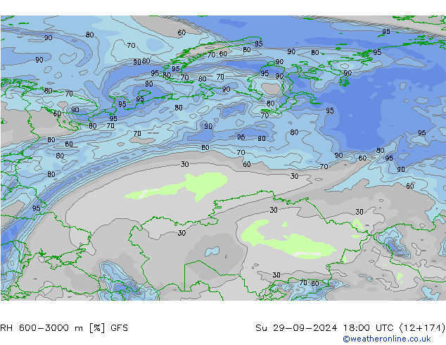 RH 600-3000 m GFS Su 29.09.2024 18 UTC