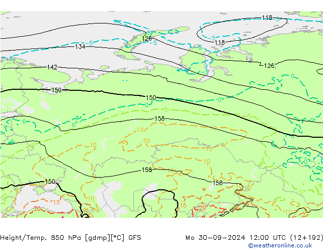 Z500/Rain (+SLP)/Z850 GFS Mo 30.09.2024 12 UTC