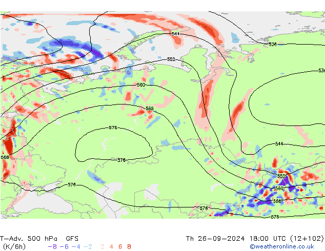 T-Adv. 500 hPa GFS gio 26.09.2024 18 UTC