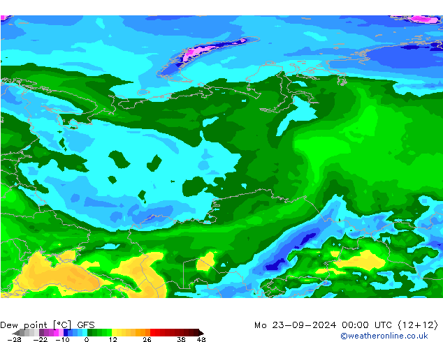 Dew point GFS Mo 23.09.2024 00 UTC