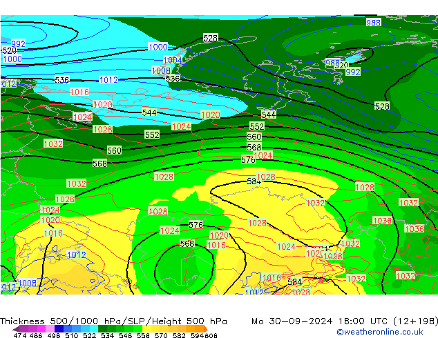 Thck 500-1000hPa GFS Mo 30.09.2024 18 UTC