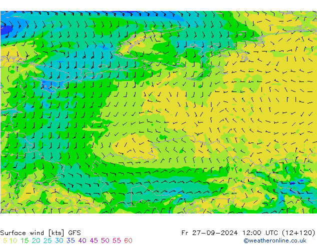 Bodenwind GFS Fr 27.09.2024 12 UTC