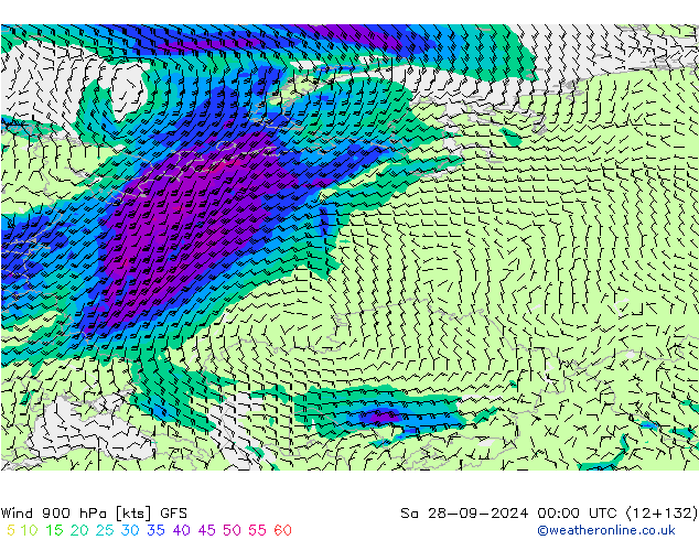 Wind 900 hPa GFS September 2024