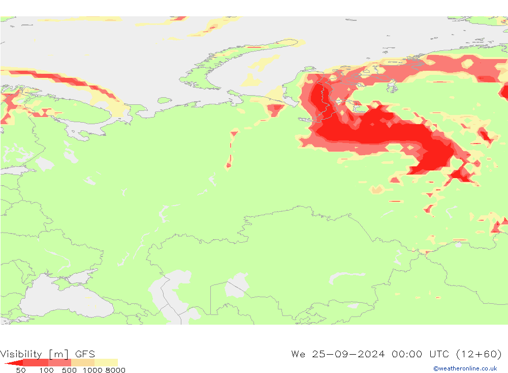 Görüş alanı GFS Çar 25.09.2024 00 UTC