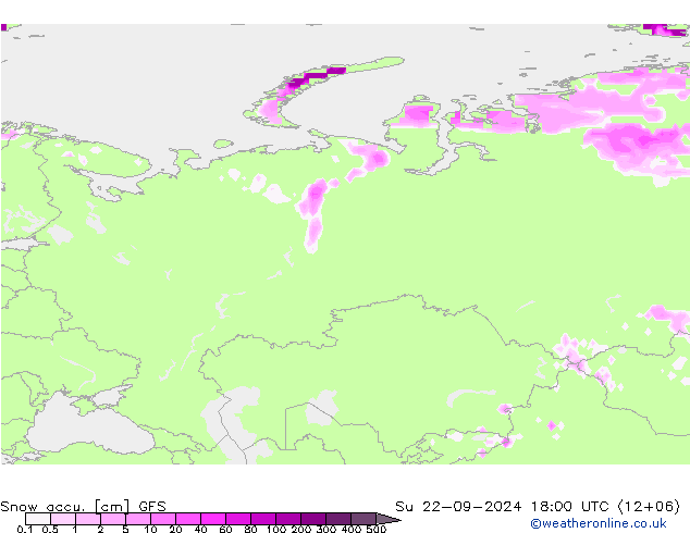 Snow accu. GFS nie. 22.09.2024 18 UTC