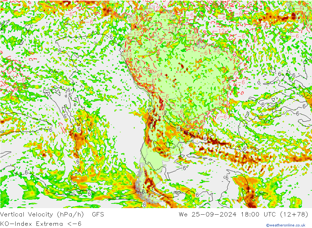 Convection-Index GFS We 25.09.2024 18 UTC