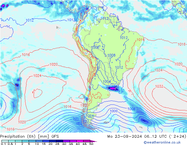 Z500/Rain (+SLP)/Z850 GFS pon. 23.09.2024 12 UTC