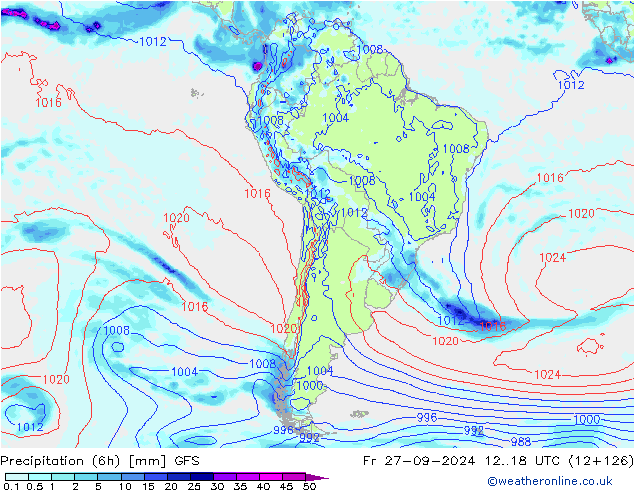 Z500/Rain (+SLP)/Z850 GFS  27.09.2024 18 UTC