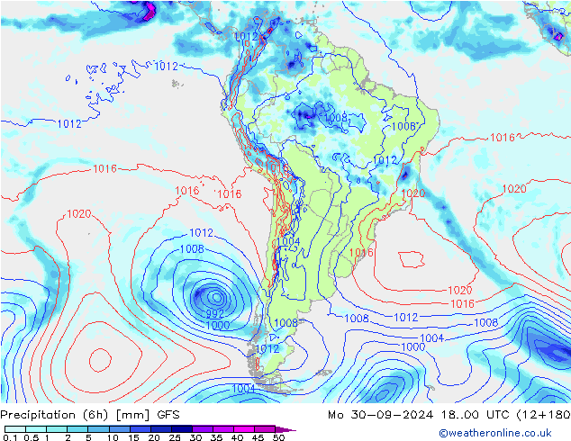 Z500/Rain (+SLP)/Z850 GFS Mo 30.09.2024 00 UTC