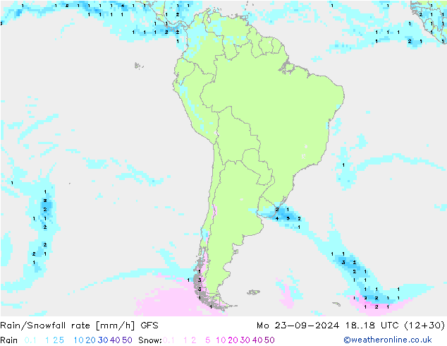 Rain/Snowfall rate GFS Mo 23.09.2024 18 UTC