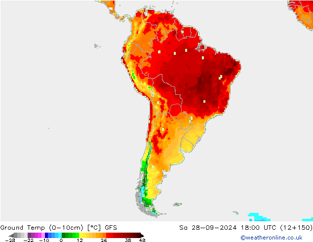 Temperatur 0-10 cm GFS Sa 28.09.2024 18 UTC