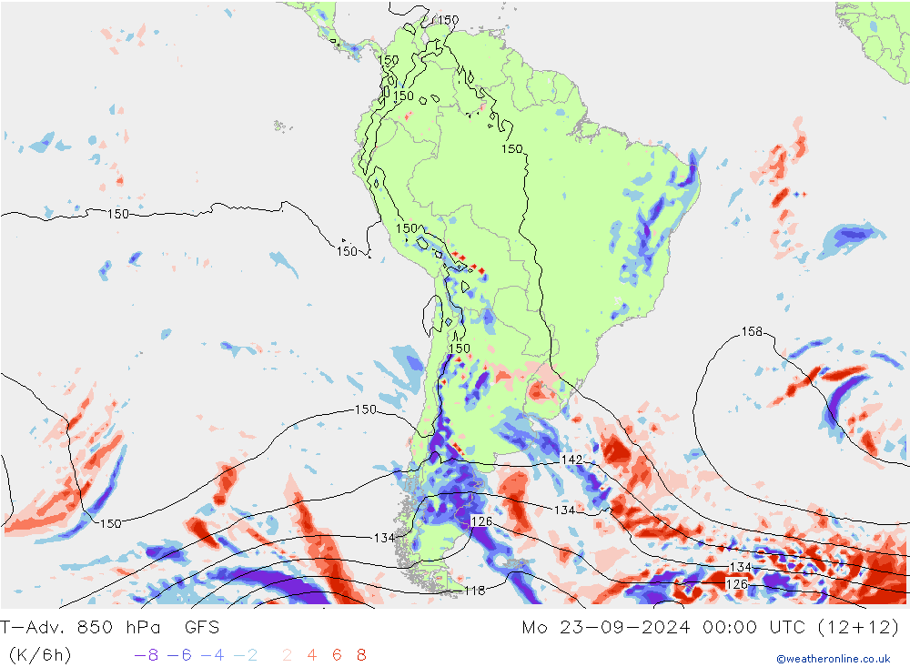 T-Adv. 850 hPa GFS Mo 23.09.2024 00 UTC