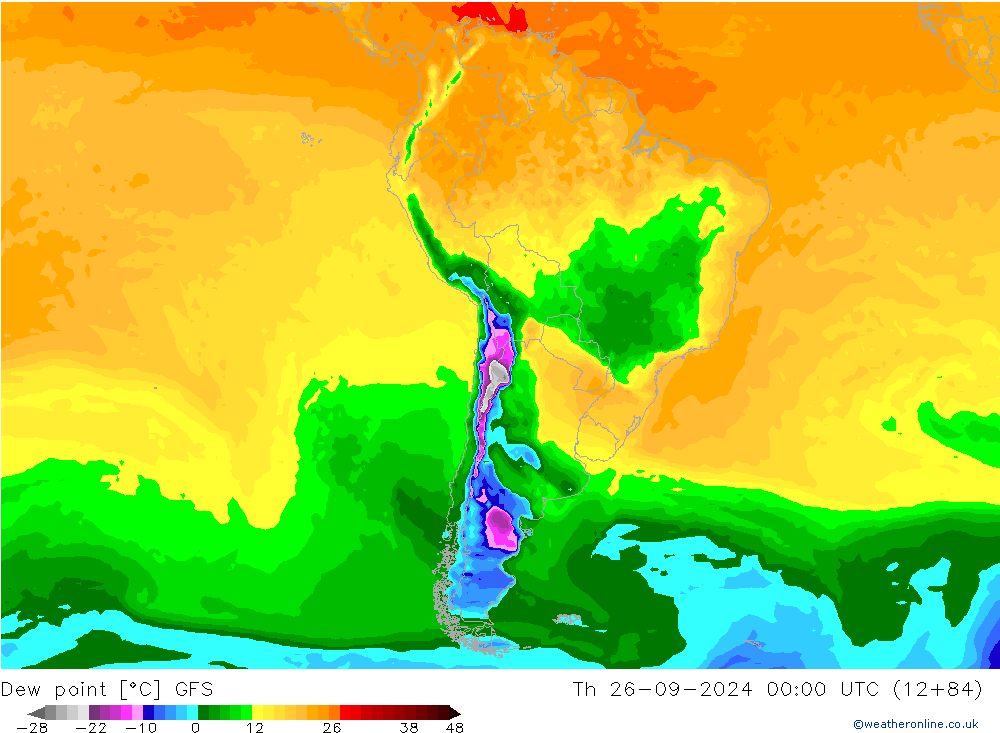 Dew point GFS Th 26.09.2024 00 UTC