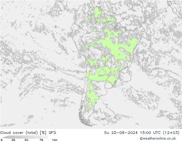 облака (сумма) GFS Вс 22.09.2024 15 UTC