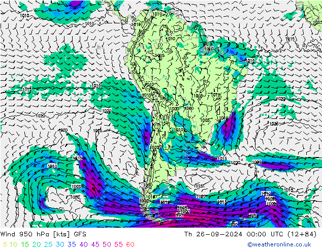 Wind 950 hPa GFS Th 26.09.2024 00 UTC