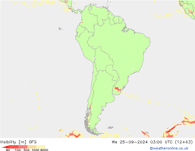 Dohlednost GFS St 25.09.2024 03 UTC