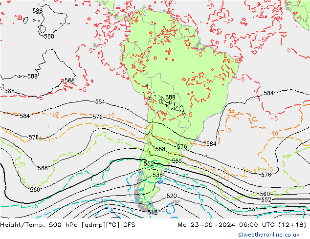 Z500/Rain (+SLP)/Z850 GFS Mo 23.09.2024 06 UTC