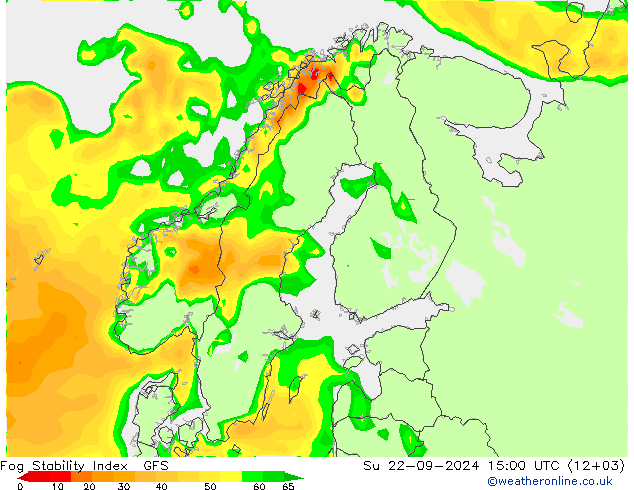 Fog Stability Index GFS dom 22.09.2024 15 UTC