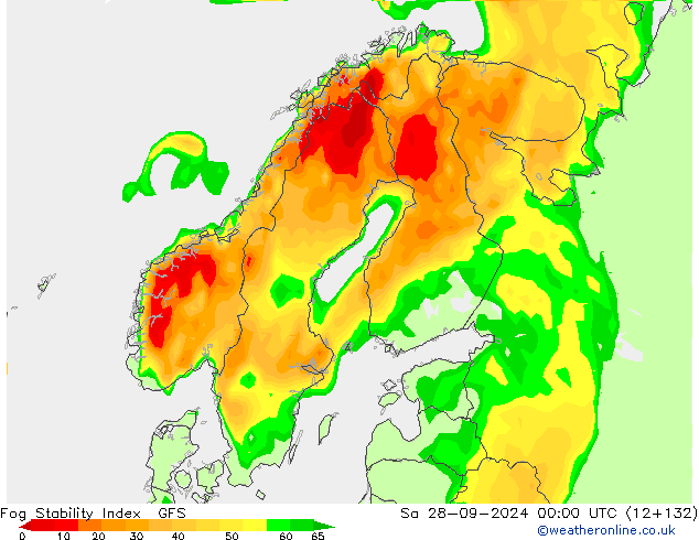 Fog Stability Index GFS Sa 28.09.2024 00 UTC