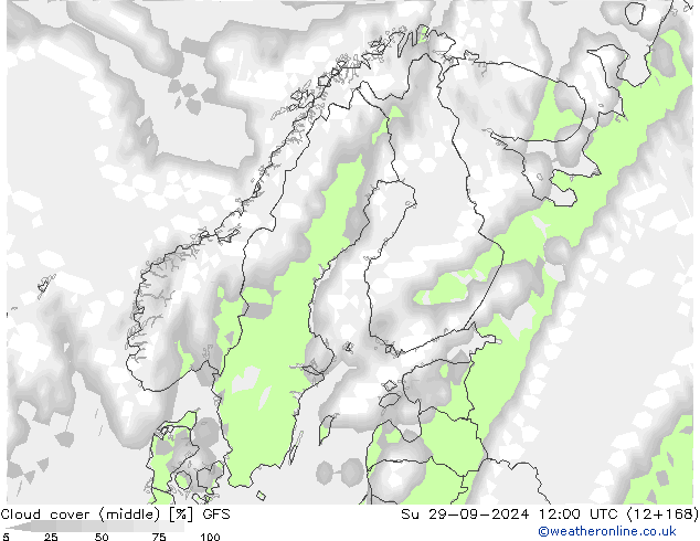 Bewolking (Middelb.) GFS zo 29.09.2024 12 UTC