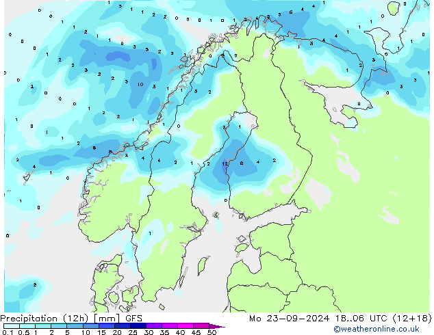 Precipitation (12h) GFS September 2024