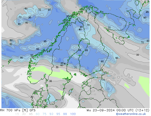 RH 700 hPa GFS Mo 23.09.2024 00 UTC