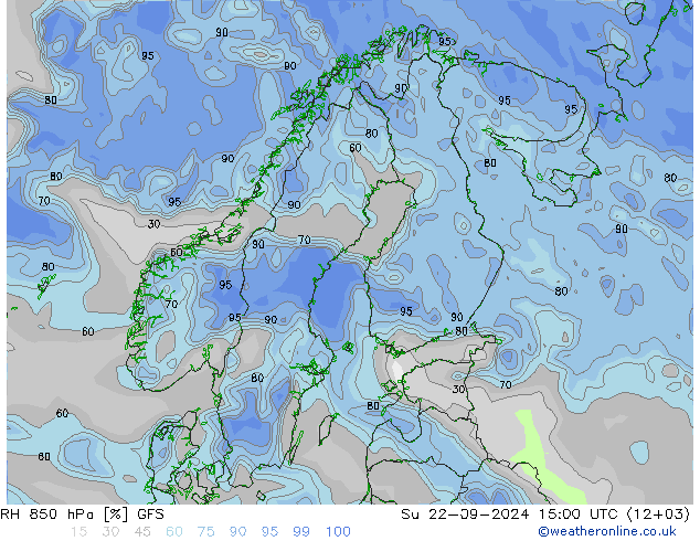 RH 850 hPa GFS  22.09.2024 15 UTC