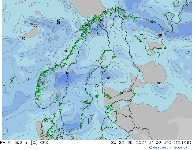 RH 0-300 m GFS So 22.09.2024 21 UTC