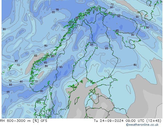 RH 600-3000 m GFS mar 24.09.2024 09 UTC