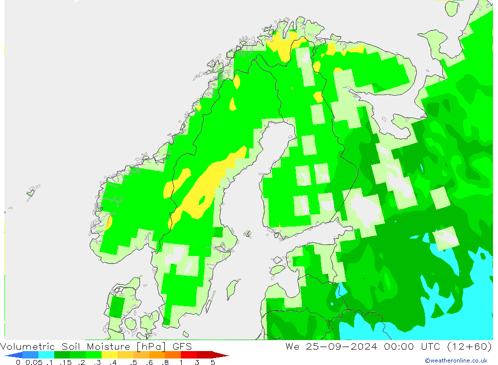 Volumetric Soil Moisture GFS We 25.09.2024 00 UTC