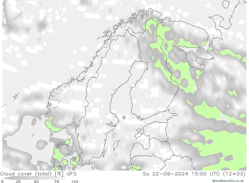 Bewolking (Totaal) GFS zo 22.09.2024 15 UTC