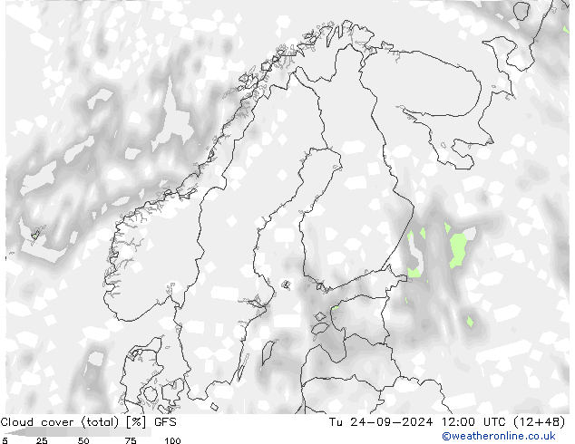 Cloud cover (total) GFS September 2024