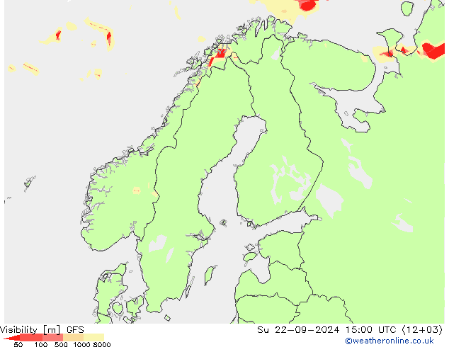 Dohlednost GFS Ne 22.09.2024 15 UTC